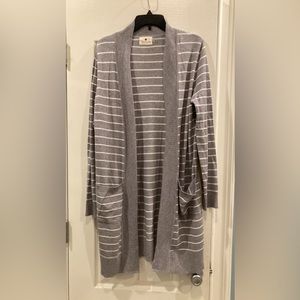 Large gray & white Betsey’s Boutique long cardigan new without tags.